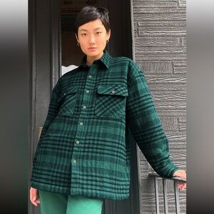 Aritzia Prospect Shirt Jacket Shacket Green Plaid Flannel Size 2 Womens S/M